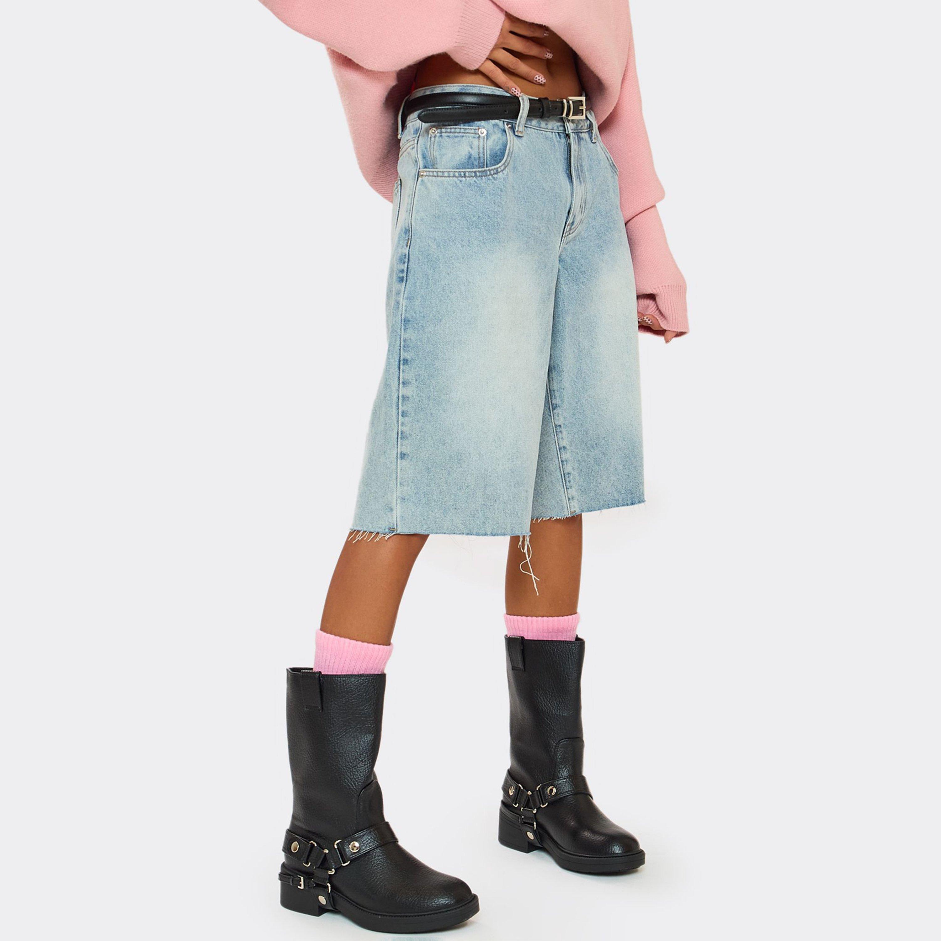 Locked In Side Buckle Detail Ankle Boot In Black Faux Leather, Women’s