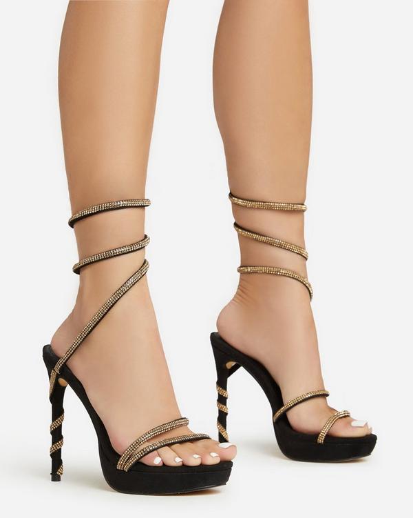 Gold on sale suede heels