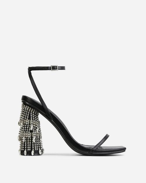 diamante heels black