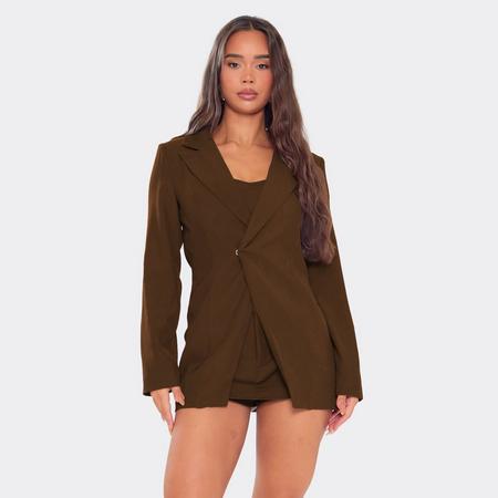 Long Sleeve Tailored Blazer In Chocolate Brown, Women's Size US