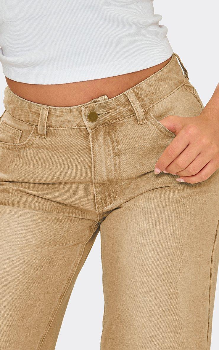 Extreme Low Rise Wide Leg Jeans In Washed Stone Denim