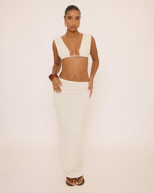 Low Waist Maxi Skirt In Cream Rib
