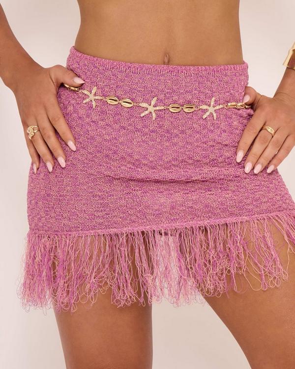 Starfish Detail Chain Belt In Gold