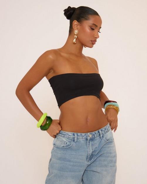 Bandeau Crop Top In Black