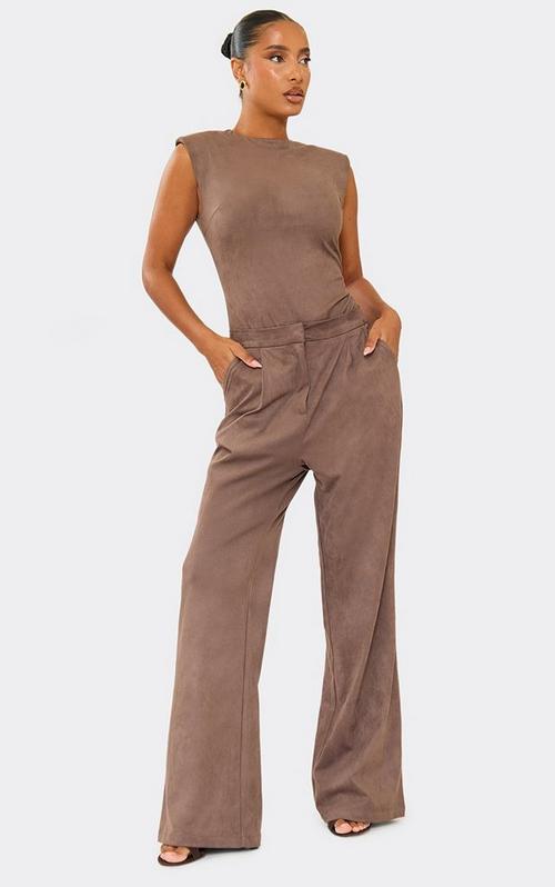 Mid Rise Capri Trousers In Brown Faux Suede | EGO US | EGO