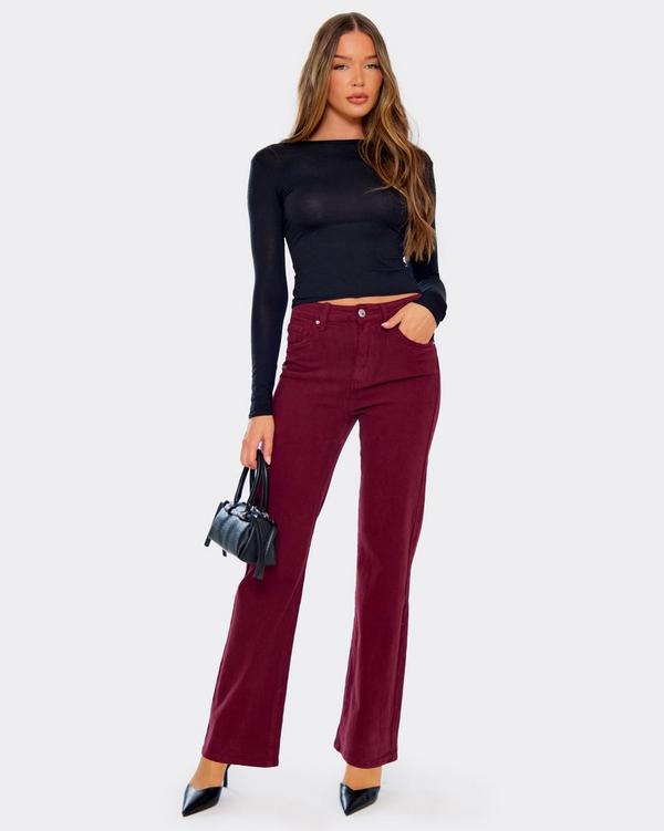 Burgundy Straight-Leg Jeans With A Mid-Rise Fit EGO