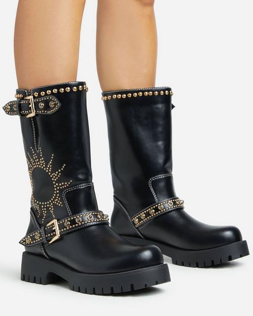 Plus size hot sale biker boots