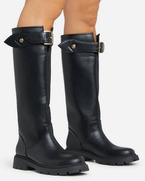 Mid calf outlet boots with buckles