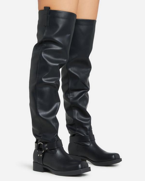 Black thigh cheap high riding boots