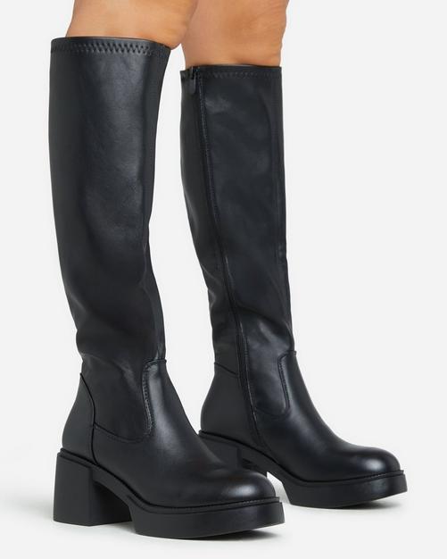 Chunky heel platform hot sale knee high boots