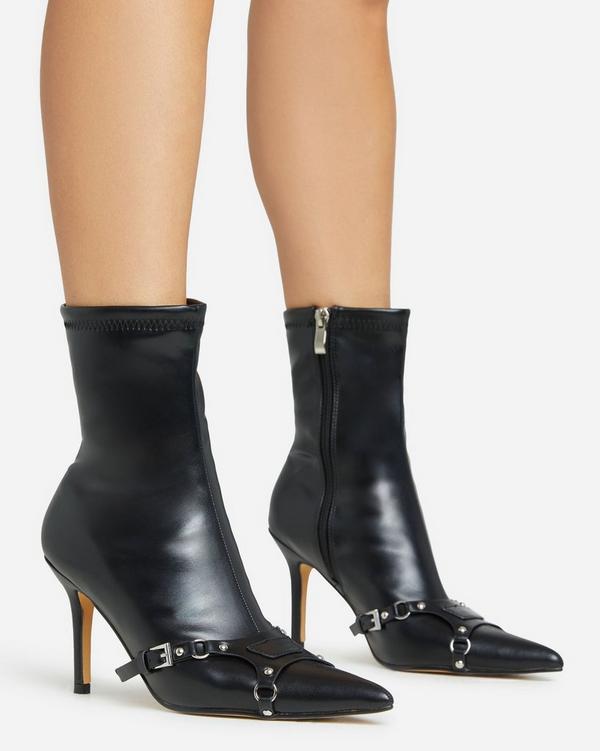 Black pointed buckle clearance boots