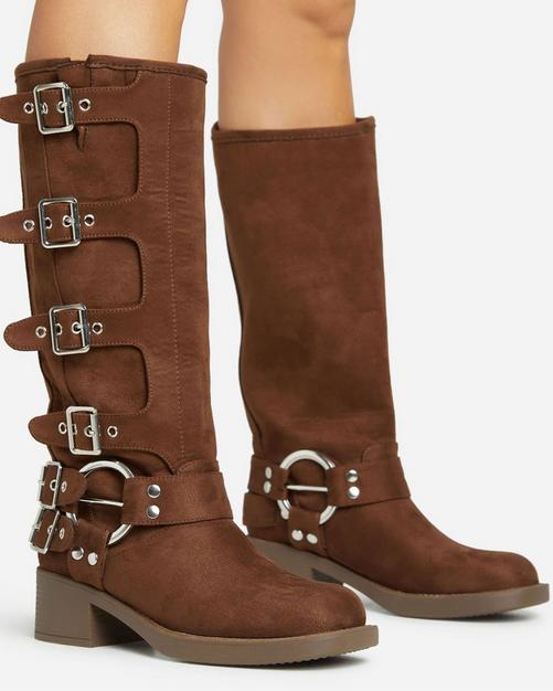 Calf length hotsell biker boots