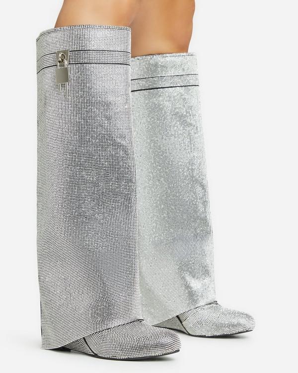 Silver hot sale wedge boots