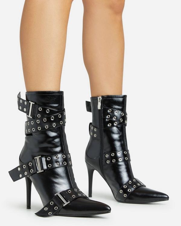 Black leather ankle boots hot sale stiletto