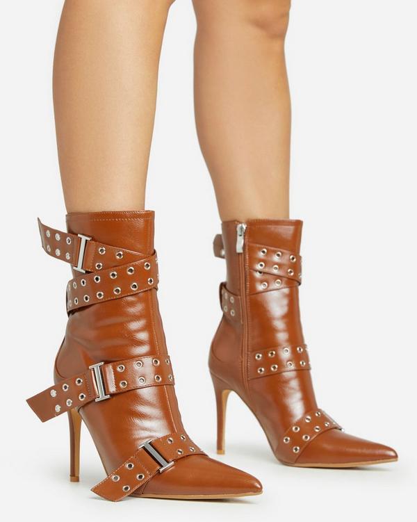 Tan stiletto outlet ankle boots