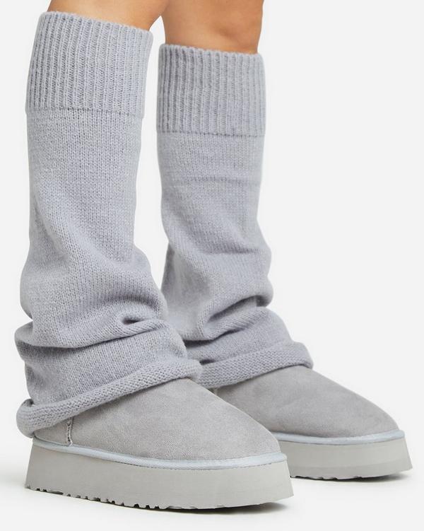 Flared Legwarmers In Grey Knit