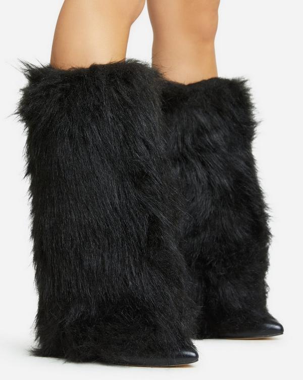 Faux fur hotsell heel boots