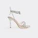Loveless Strappy Lace Up Stiletto Heel In Silver Faux Leather, Women's Size UK 3