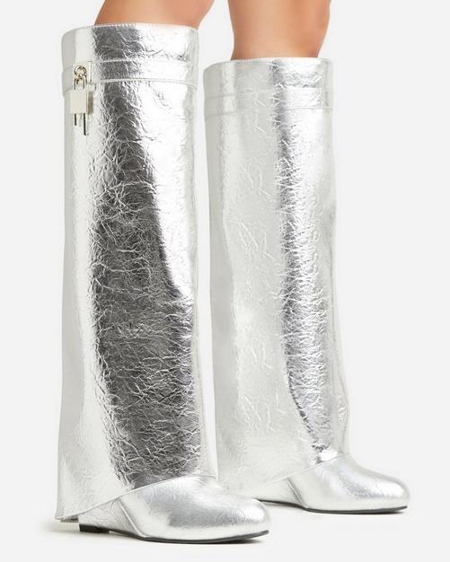 Silver suede cheap boots