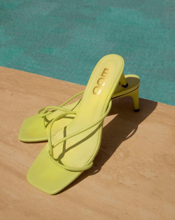 Mule Shoes Lime Chunky Block Heel Mule High-Tides Twisted Strap