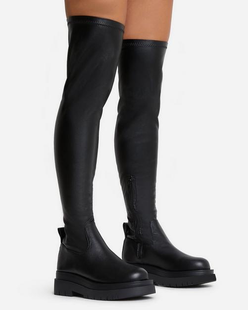 Ego x Molly-Mae Visionary slouch over the knee boots in black croc