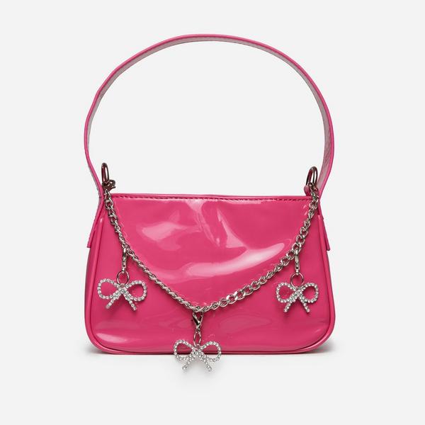 Ego mini bag with chunky chain strap in patent pink