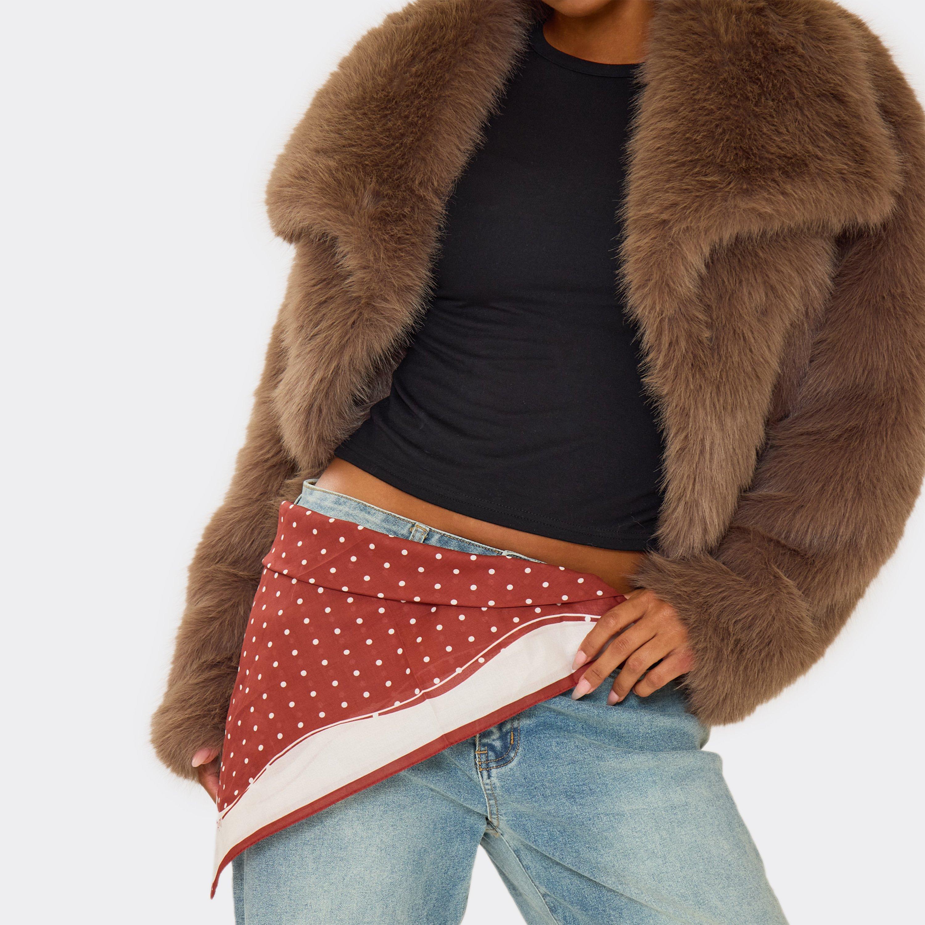 Image of Contrast Spot Detail Scarf In Red, Women's Size UK 0