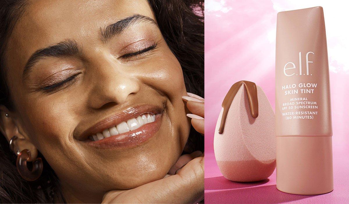 Model Wearing Halo Glow Skin Tint SPF 50