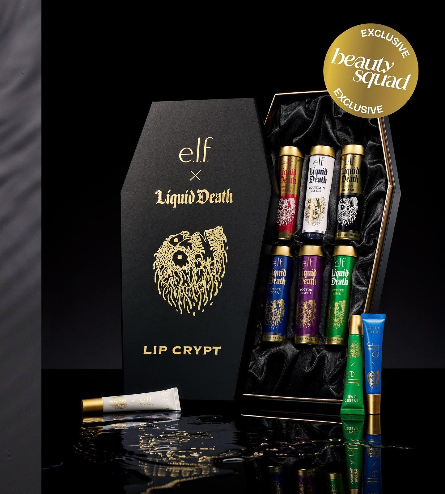 beauty squad exclusive: e.l.f. x Liquid Death Lip Crypt