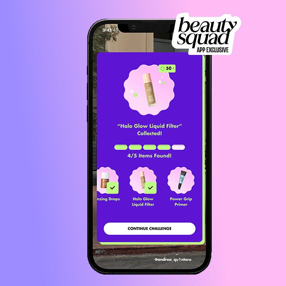 beauty squad app exclusive: continue the challenge by collecting more e.l.f. products 