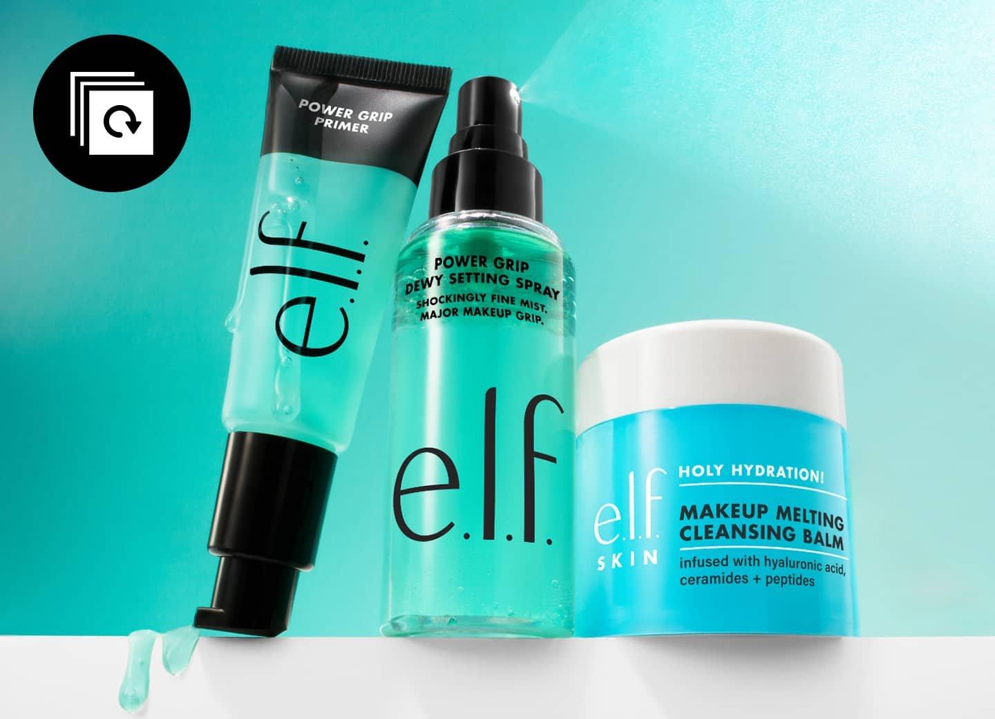 e.l.f Power Grip Primer & Dewy Setting Spary with e.l.f. SKIN Makeup Melting Cleansing Balm