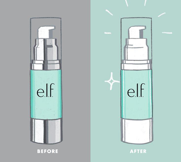 e.l.f. product packaging with no faux metal finish and matte varnish