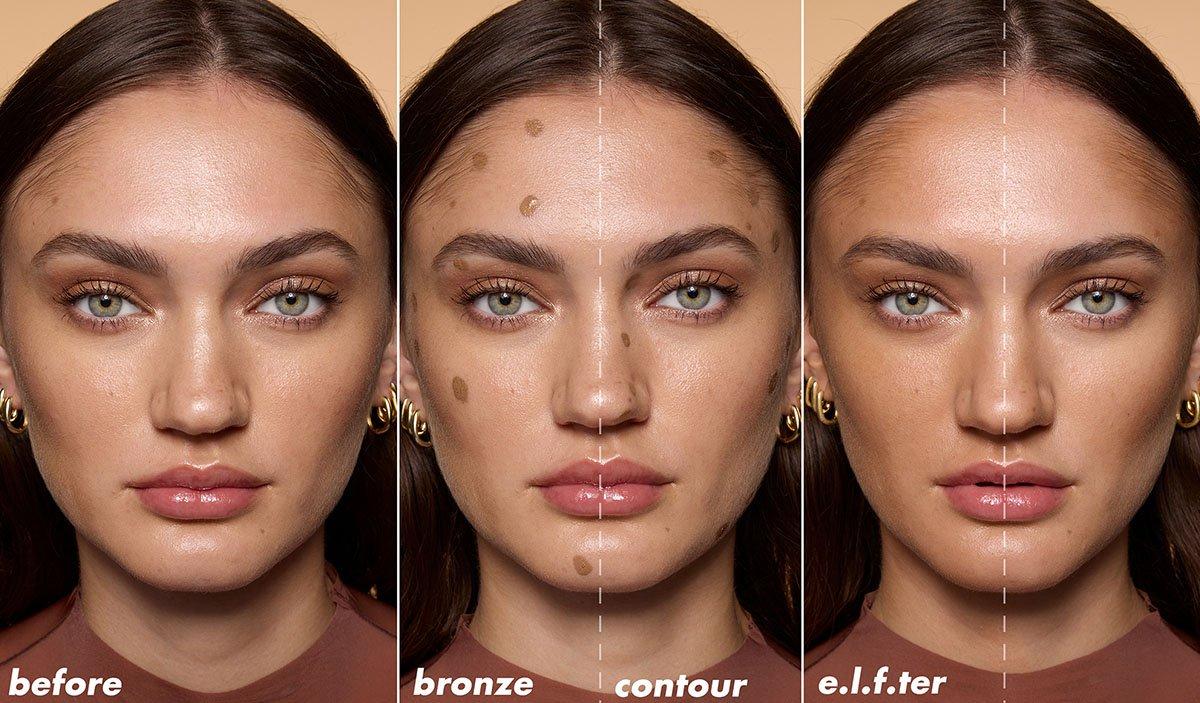 Model Before and After Contour Makeup