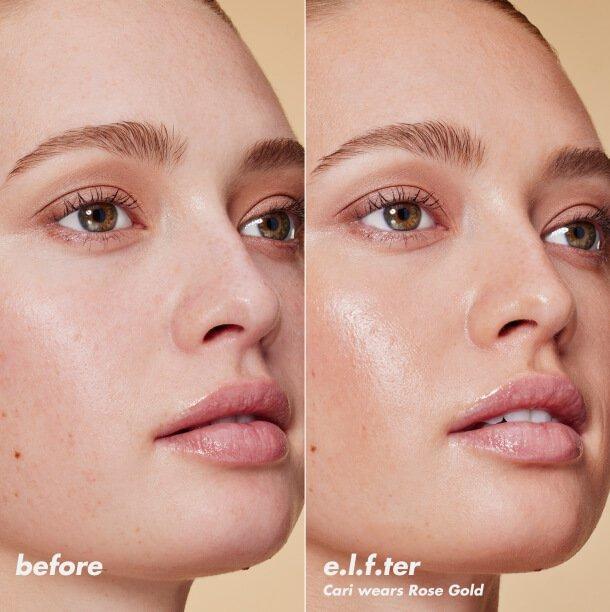 before and e.l.f.ter Cari wears Rose Gold