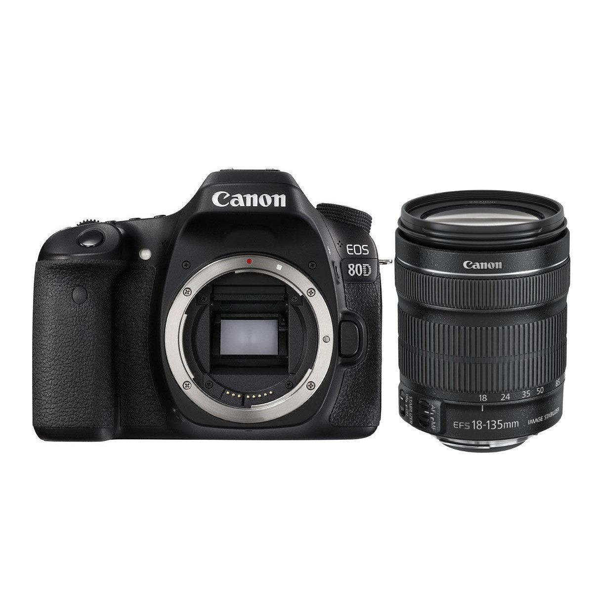 Canon EOS 80D + 18-135mm IS STM Lens + Memory Card + Case
