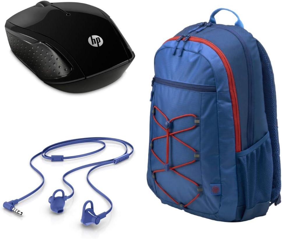 HP 15.6 Active Blue Red Backpack HP 200 Wl Mouse HP M Blue Inear Headset
