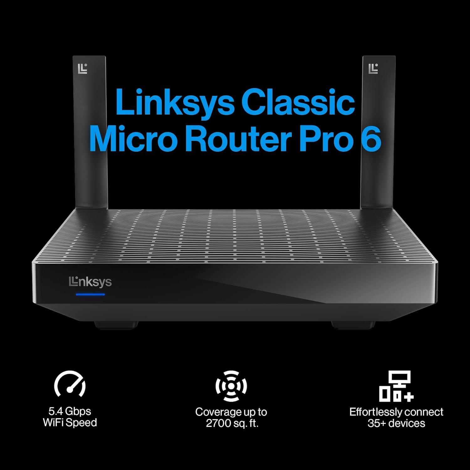Linksys AX5400 DB Mesh Classic Micro Router Pro Wifi 6 Black