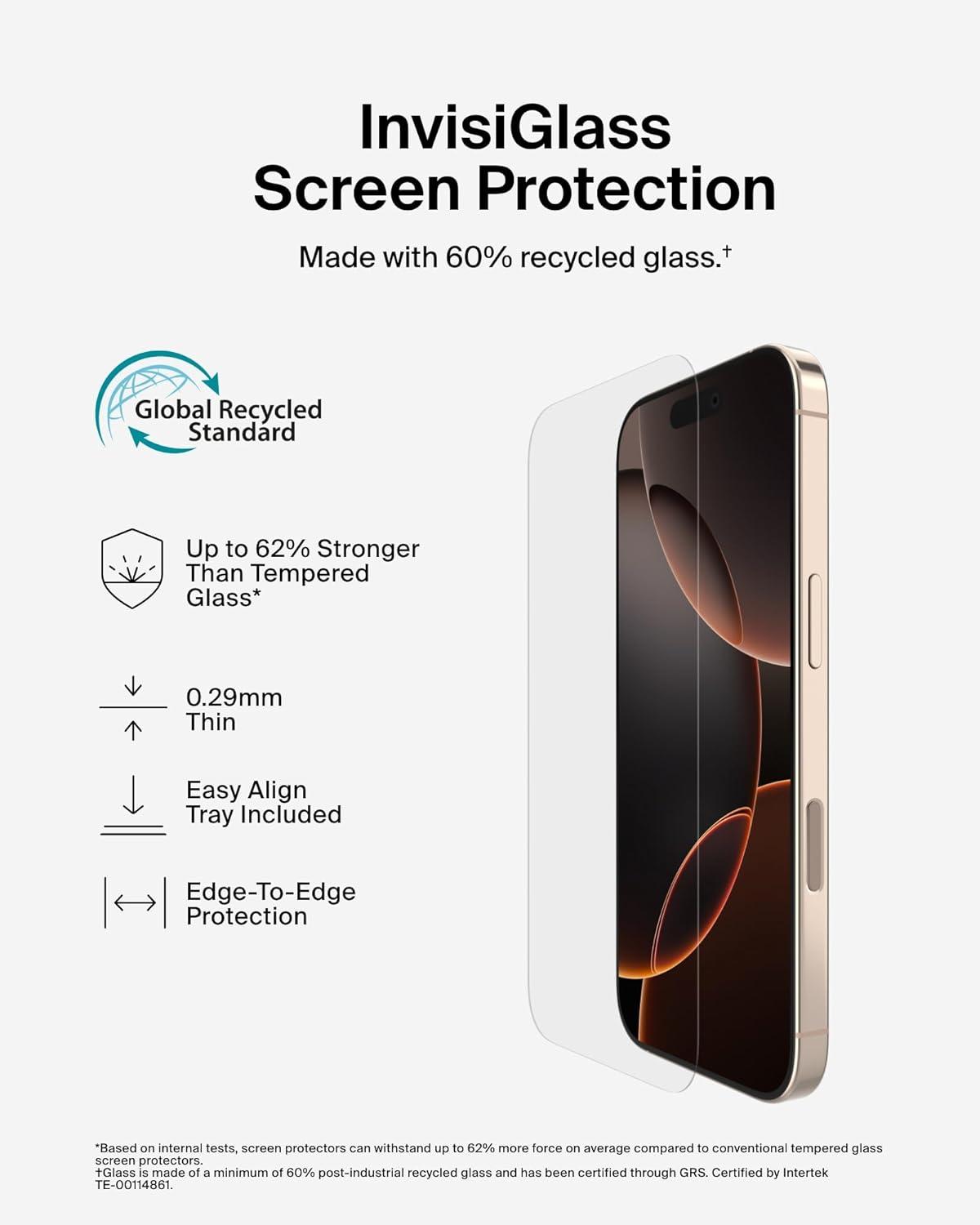 Belkin InvisiGlass Privacy Treated Screen Protector for iPhone 16 Pro