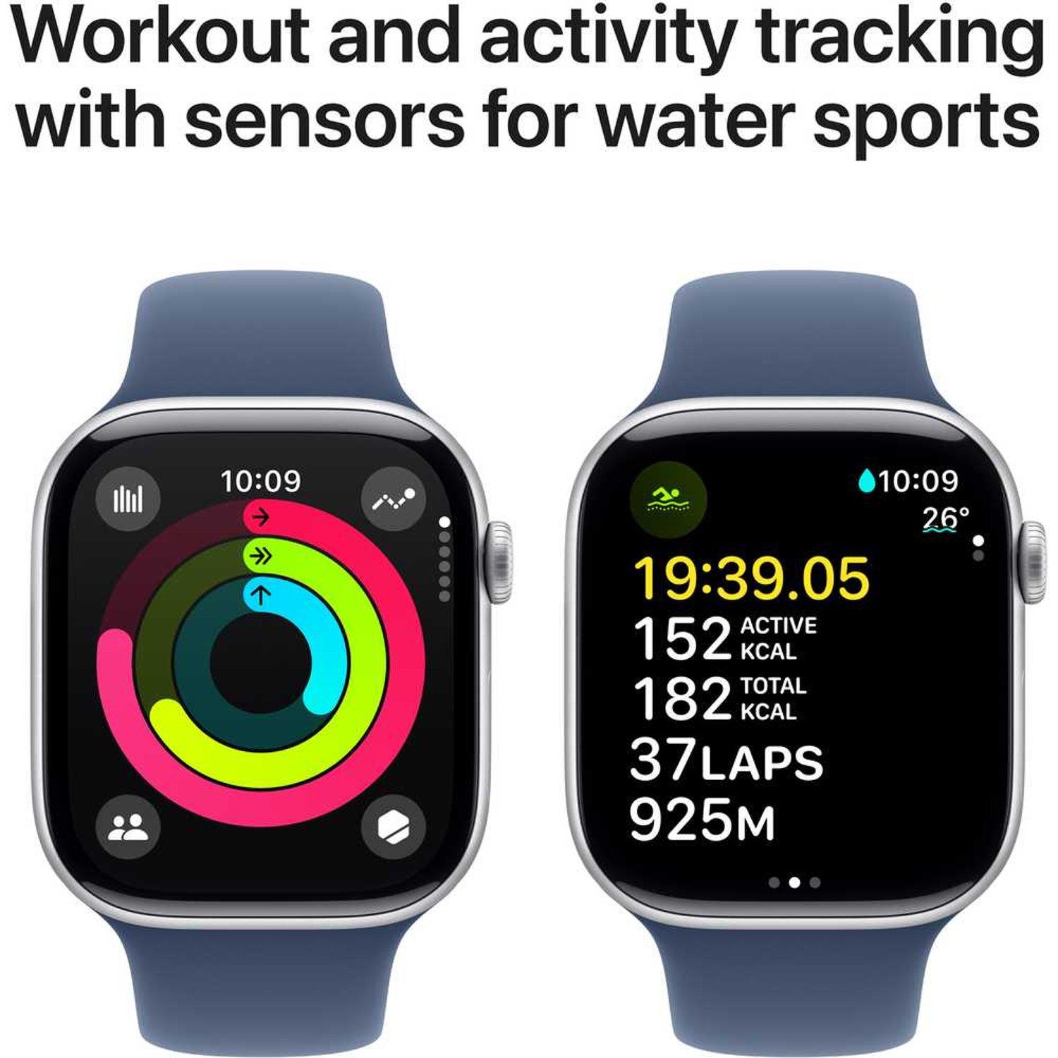 Apple Watch Series 10 GPS 42mm Jet Black Aluminium Case with Black Sport Band M L