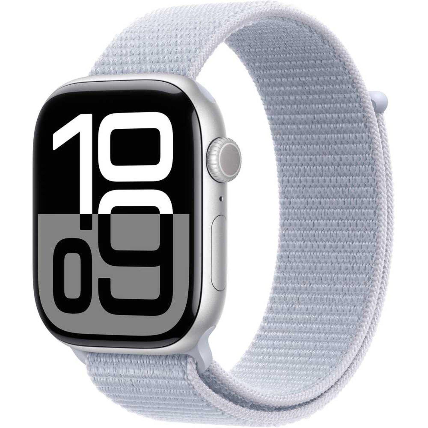 Apple Watch Series 10 GPS 46mm Silver Aluminium Case with Blue Cloud Sport Loop