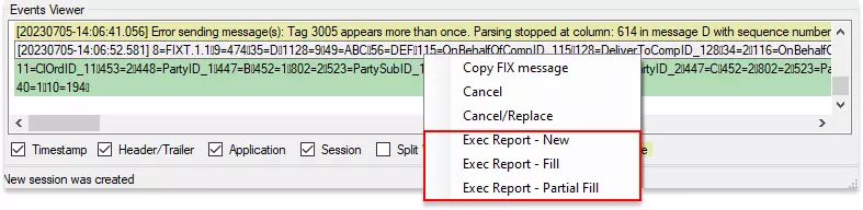 FIX Client Simulator execution report generation