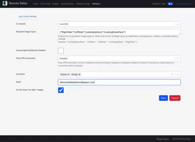 RemoteSafely Settings