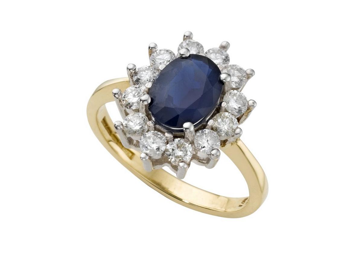 18ct Gold Sapphire & 0.66ct Diamond Ring