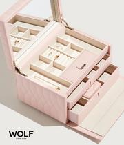 WOLF Caroline Rose Quartz Leather Medium Jewellery Case £269