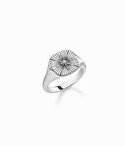 Rebel Silver & Crystal Signet Ring