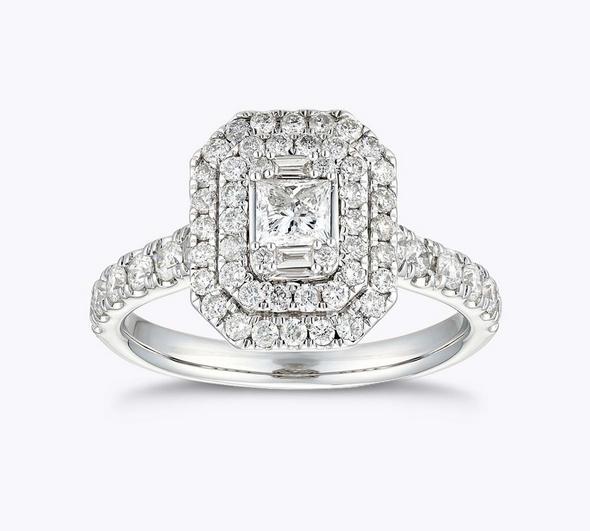 Princess cut cluster diamond ring