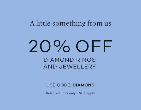 20% off diamond rings and jewellery at Ernest Jones