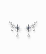 Magic Star Silver Crystal Climber Earrings