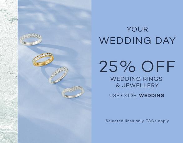 25% off wedding rings and jewellery