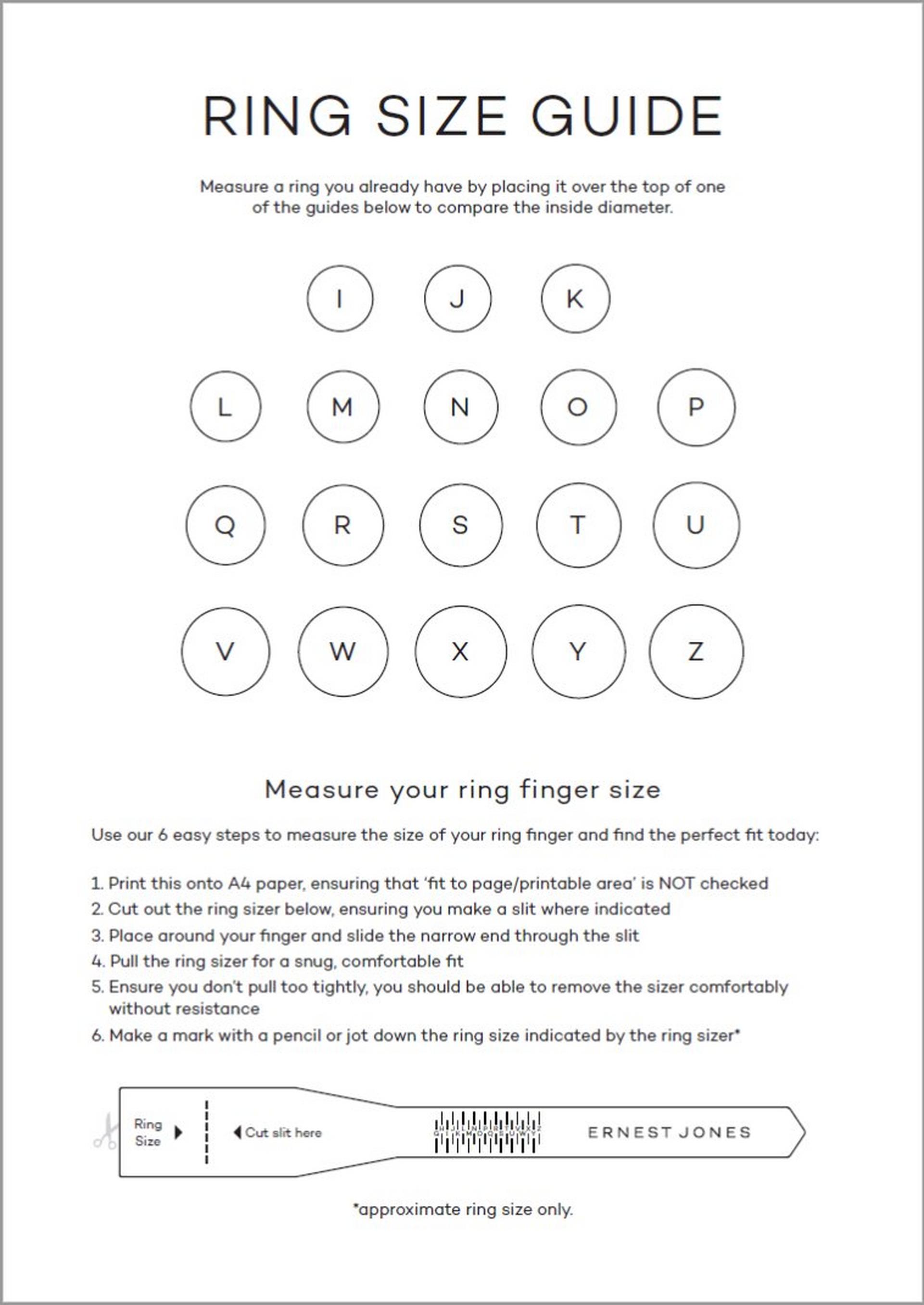 Rings Size Guide Ernest Jones